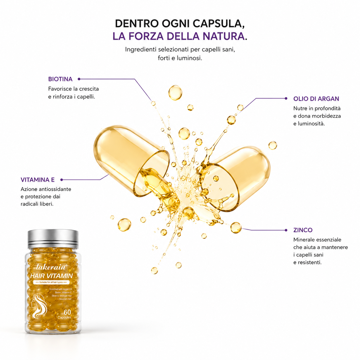 Siero per il trattamento dei capelli e capsule per la cura dei capelli